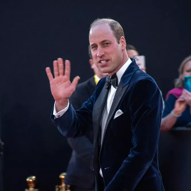 Londýn, Anglicko, Veľká Británia – 18. februára 2024: Princ William, princ z Walesu, prezident BAFTA sa zúčastňuje odovzdávania filmových cien BAFTA Britskej akadémie v Royal Festival Hall, Southbank Centre.